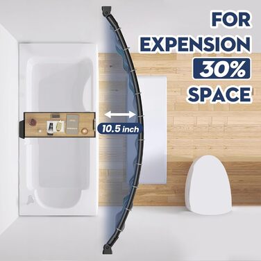 Вигнута штанга для душу, 107-190 см, регульована, чорна, кругла, для ванни, душової кабіни, з нержавіючої сталі, преміум-якість, потребує свердління