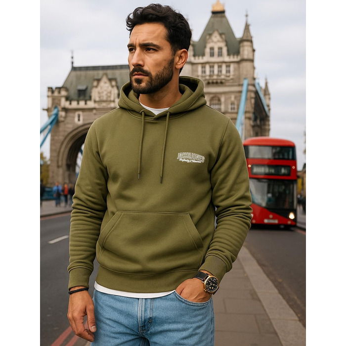 Світшот Jack & Jones чоловічий з капюшоном, логотип S, хакі