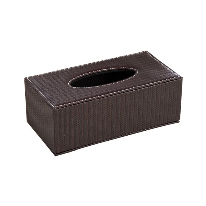 Тримач для серветок з шкіри, стильний та міцний, для дому, офісу та автомобіля. Тримач для тканинних серветок, прямокутний, ретро-дизайн (колір: темно-коричневий з смугами)