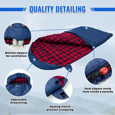 Сплячий мішок Keencamp Flanell Warmer для кемпінгу, -1°C, бавовна, XXL, 230x90 см, для дорослих