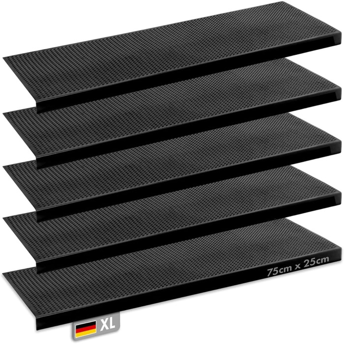 Rubber Threshold Ramps - Non-Slip Transition Mats for Indoor/Outdoor Use - 5 Piece Set - Various Designs - 25x75cm (Santiago)