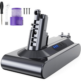 Запасний акумулятор 6000mAh для пилососів Dyson DC62, DC58, DC59, DC61, DC72, DC74, SV03, SV05, SV06, SV07, SV09 (2 фільтри + 1 щітка)