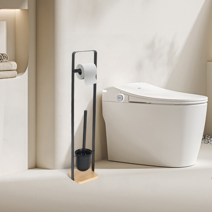 Relaxdays Toilet Set with Freestanding Bamboo Base
