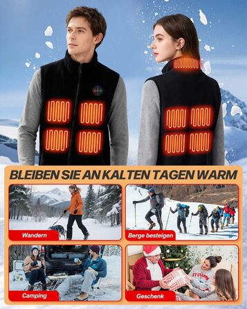 Електрична гріюча жилетка з підігрівом для жінок та чоловіків, 5V/7.4V, 20000mAh, 10 зон нагріву, 3 температурні режими, для велоспорту, активного відпочинку, роботи на вулиці, кемпінгу, розмір L, чорна