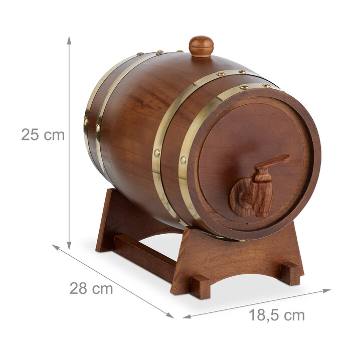 Relaxdays Small Wooden Barrel, 2.2 Liters