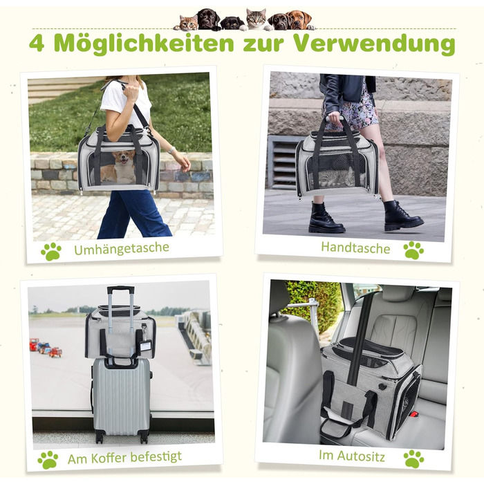 Транспортна сумка для кота, переноска для кота та собаки, сіра, 43x28x28 см