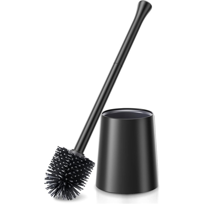 Набір для чищення унітазу HAMITOR з силіконової щітки, підставка та очищувач для краю унітазу. Набір для ванної кімнати, 1 шт., чорний