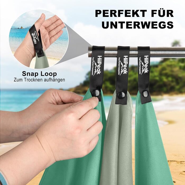 HiiPeak Рушник з мікрофібри: компактний, легкий, швидковисихаючий для спорту та басейну (180 x 90 см, колір: зелений)