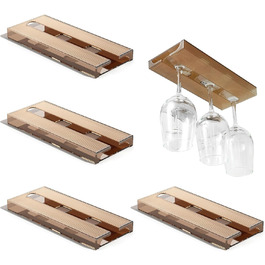 Підвісні тримачі для келихів вина Geoyien (4 шт.), без свердління, міцна конструкція, економія місця (колір: коричневий, розмір: 25,8*11*2,4 см)