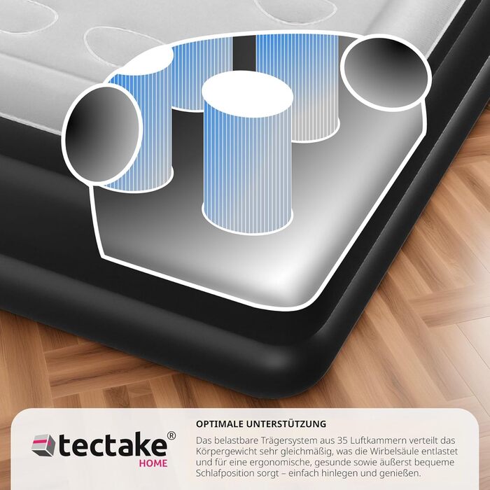 Надувна матрац Tectake® з електропомпою, 200x148x44 см - для кемпінгу, гостей, подорожей