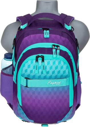 Дитячий рюкзак Elephant Hero Signature з дощовиком, Violet Cube (Lila-Türkis)