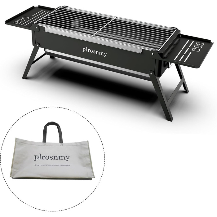 Portable Charcoal Foldable Grill, Outdoor Cooking for Travel, Camping Smoker BBQ Grill, Stainless Steel Tabletop, Portable