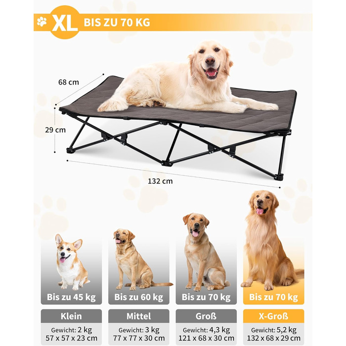 Лежанка для собак KingCamp - зручна та портативна, 57x57x23 см. Зручна для відпочинку вдома та на природі. Матеріал: дихаюча сітка та замша.