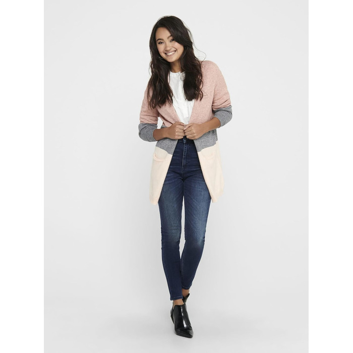 Жіночий кардиган ONLQUEEN Strickjacke Misty Rose/Stripes, S - Теплий трикотажний жакет