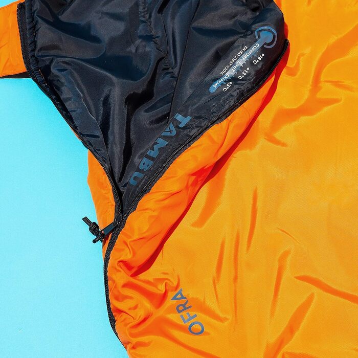 Спальний мішок Tambu Mumienschlafsack 80x210см - компактний, для літа, осені та зими. Підходить для кемпінгу, подорожей, фестивалів. PFC-free (помаранчевий)