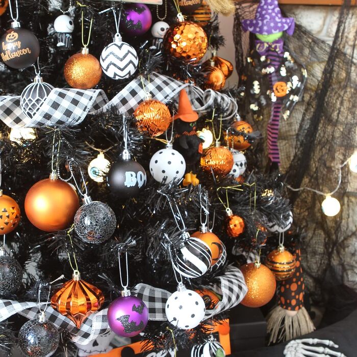 41 штука прикрас для ялинки Sea Team з міцного пластику з ниткою, середнього розміру (60 мм), оранжеві та 30 мм для декору ялинки, вечірки, весілля