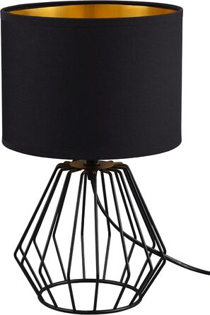 Торшер Reality Leuchten Chuck R50931002: металевий, чорний матовий, з чорним абажуром, цоколь E14, чорний/золотистий