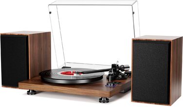 Програвач вінілу HiFi Bluetooth USB з колонками, стереосистема Dual, дерев'яний корпус, регульоване противага, картридж магнітного типу, RCA вихід