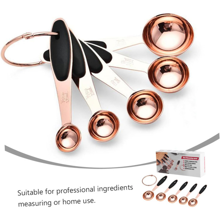 MAGICLULU 3 Sets Rose Gold Measuring Spoons, Measuring Cups, Scoops, Grill Plate, Baking Mold, Cocktail Spoon, Measuring Spoon, Kitchen Baking Utensils, Kitchen Accessories, Stainless Steel