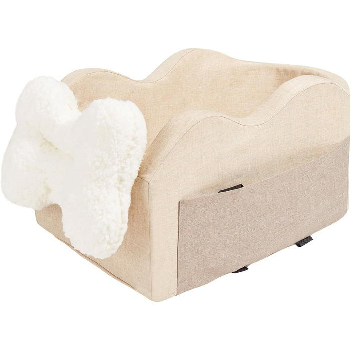 Автокрісло для собак VEVOR, підняття для собак в авто з кишенькою для зберігання, безпечний автотранспорт для домашніх тварин з поворотком, губчаста наповнювач, автоліжко для собак середніх та великих порід до 25 кг (Світло-коричневий, Extra Small)