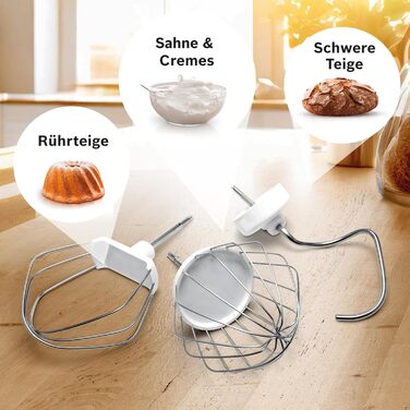 Bosch Kitchen Machine Series 4 MUM54A00, Stainless Steel Bowl 3.9 L, Planetary Mixing System, Dough Hook, Whisk, Beater, 900 W, White/Black Single