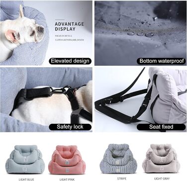 Автокрісло для собак PETCUTE - зручне, миється, з кишенею та страхувальним ремінцем, сірого кольору