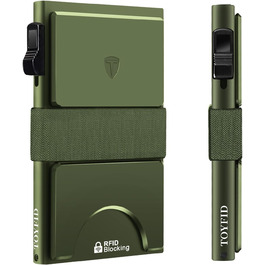 Чоловічий гаманець TOYFID з відділом для AirTag, 12 слотів для карток, відділенням для грошей, RFID захистом, кнопкою виштовхування, алюміній, зелений