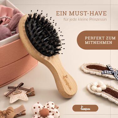 Бамбукова щітка для волосся Lampox з щетиною кабана, масажна щітка для голови, розпушувач для довгих волосся та кучерів, підходить для жінок, чоловіків та дітей (овальна, для дітей)