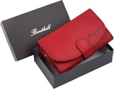 Benthill Women's Wallet Genuine Leather - Wallet with RFID Protection - Wallet with Many Card Slots - Genuine Leather Vintage Women's Wallet including Gift Box, Color: Red
