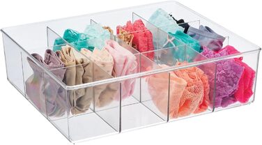 mDesign 2-piece storage box set with 12 compartments – practical closet box for the bedroom – ideal organizer for clothing and accessories made of BPA-free plastic – transparent