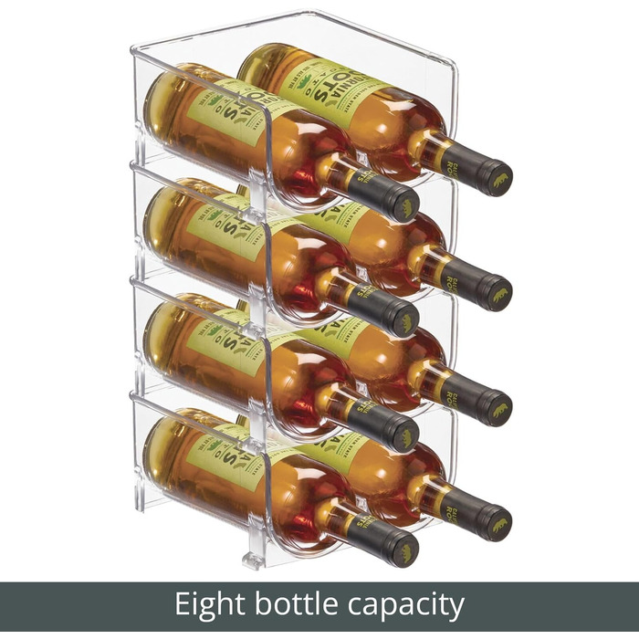 mDesign Wine Rack for Eight Bottles – Stackable Bottle Holder for Your Beverage Storage in the Kitchen – Clear