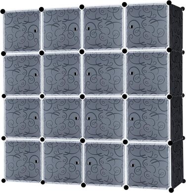 XMTECH DIY Closet Organizer System with Door, Shelf Unit, Wardrobe Closet, Shoe Rack made of Plastic (10 Boxes with Closet)