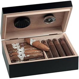 Вологостійкий вологомірний гумідіор для сигар Egoist Premium з системою зволоження (20 сигар) - аксесуари для сигар, чорний