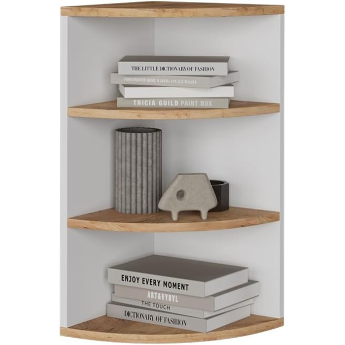 Vicco Corner Shelf Ecki, Bookshelf, White/Gold Kraft Oak, 30 x 60 cm