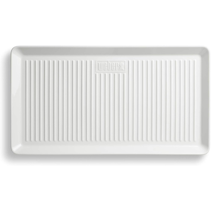 Weber Porcelain Serving Platter (40 x 22cm), made of extremely durable, scratch-resistant hard porcelain, perfect for outdoor use, extra reinforced bottom, dishwasher-safe - White (17884)
