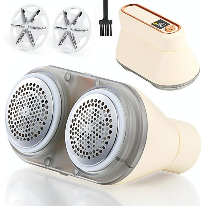 Електрична машинка для видалення ворсу OKYUK з подвійним лезом та LED-дисплеєм – для одягу та меблів, швидко та ефективно, з набором змінних лез