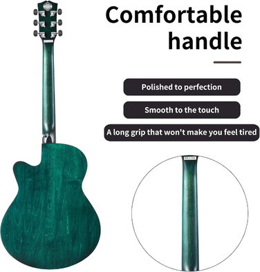 Акустична гітара Soldin 40 дюймів Premium з масивної соснової верхньої деки. Комплект: чохол, підставка, тюнер, ремінь, каподастр, струни, серветка, медіатори (Nilblau)