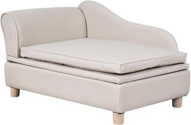 Софа для собак та котів Yoonnie room з PU-шкіри з місцем для зберігання, дерев'яний каркас, подушки, ліжко для маленьких тварин, софа для цуценят та котів (Перловий білий)