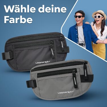 Чоловіча/жіноча поясна сумка з RFID захистом (водостійка) - поясний ремінь для безпечних подорожей. Підходить для спорту, бігу та подорожей (чорна)