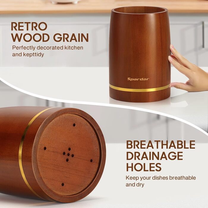 Набір дерев'яних лопаток для приготування їжі Spardar (7 шт.) - оранжево-коричневий