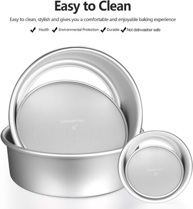 Gesentur Cake Pan Set - Round Baking Pans Made of Anodized Aluminum with Non-Stick Coating, Removable Bottom, 5 Sizes (5