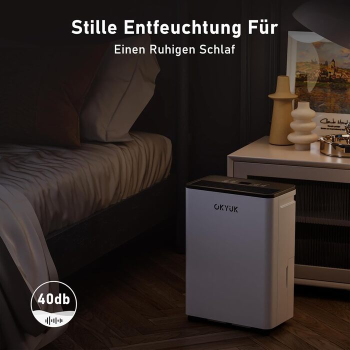 Електричний осушувач повітря OKYUK 12L з цифровим дисплеєм, для дому 40м², з автовимкненням, для RV, ванної кімнати, підвалу (білий)