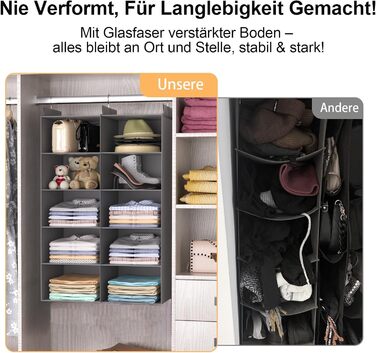 Настінна вішалка-органайзер для одягу, 6 ярусів, сіра. З металевими гачками, для зберігання в шафі, спальні, гуртожитку. Економія місця.