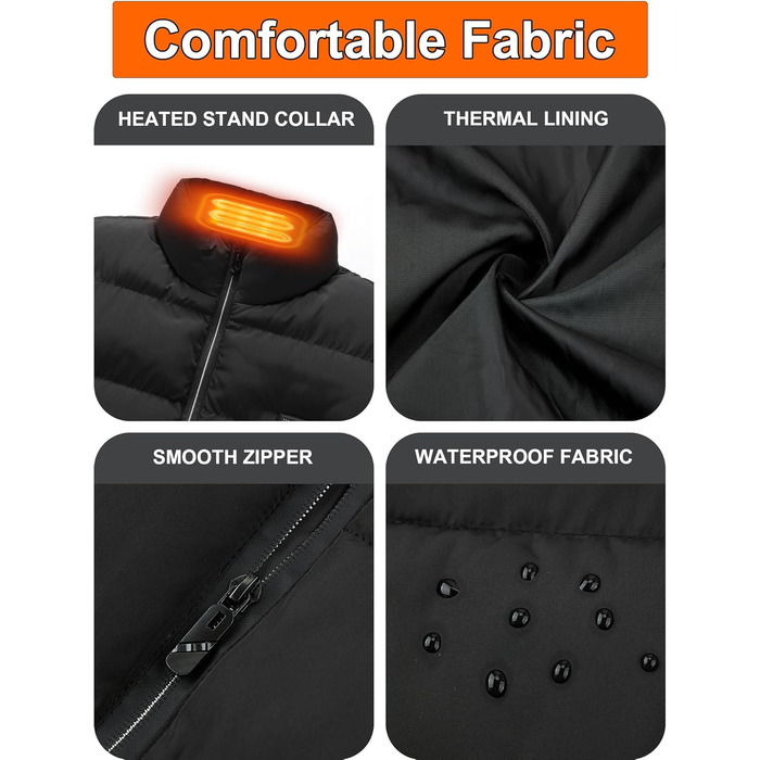 Обогревна жилетка для чоловіків та жінок, жилетка з підігрівом 15 зон та акумулятором 20000 mAh, для катання на лижах та полювання M Deep Black