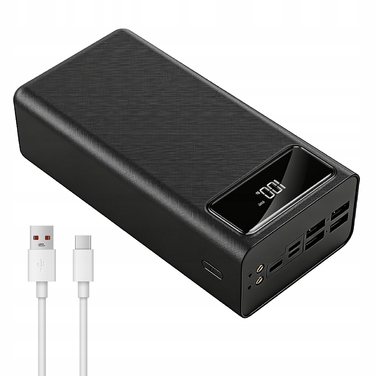 Повербанк 50 000 mAh з ліхтариком та вбудованими кабелями (4xUSB, USB-C, Lightning)