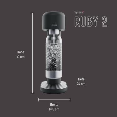 Mysoda Ruby 2 – карбонізатор для води з алюмінію (чорно-срібний) + пляшка 1л