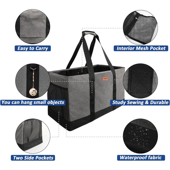 MHOMER Reusable Upright Grocery Bags - Extra Waterproof Large Tote Bag with Reinforced Bottom, Foldable Shopping Bags