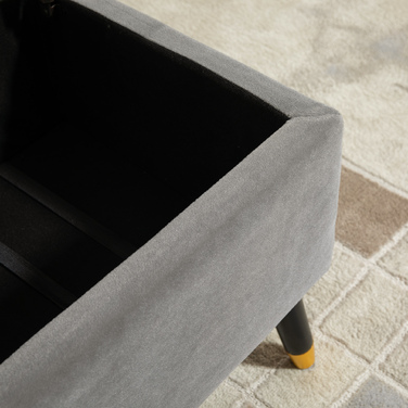 HOMCOM Bench with Cushion and Storage, Trunk Bench made of Metal and Rubber Wood, Coal Grey, 110 x 43 x 45 cm for Entryway and Living Room
