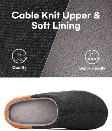 Чоловічі в'язані домашні капці LongBay з піною Memory Foam, дихаючі, для дому та вулиці, розмір 44 EU, чорні