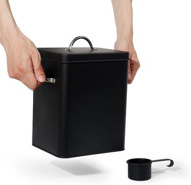 Кошик для порошку Theo&Cleo 6.5L, металева коробка для порошку, зберігання корму для собак/котів, кавових зерен (вугільний)